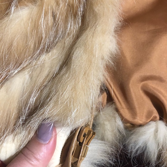 Fox Fur And leather jacket in chevron pattern - Picture 5 of 8